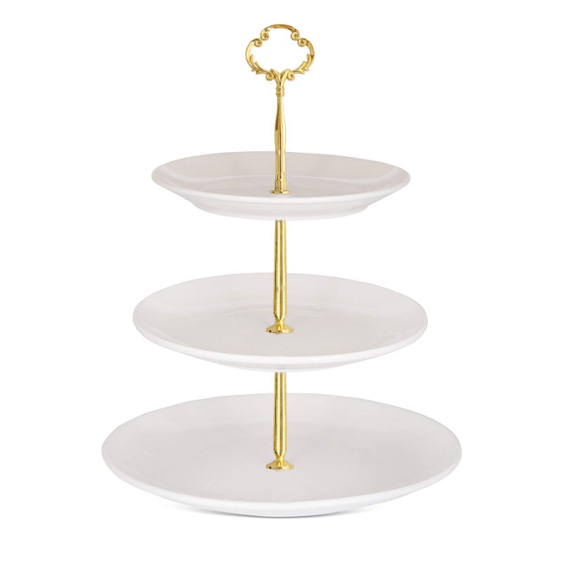 Happy Will 3 Tier 14" Heavy Metal Cake Stand Holder Fruit Plate Stand Fitting Hardware Rod with Stylus (Golden_Sun Flower) - Image 5